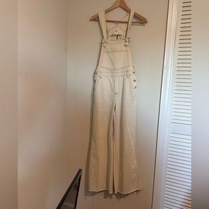Aerie cream wideleg overalls size xs